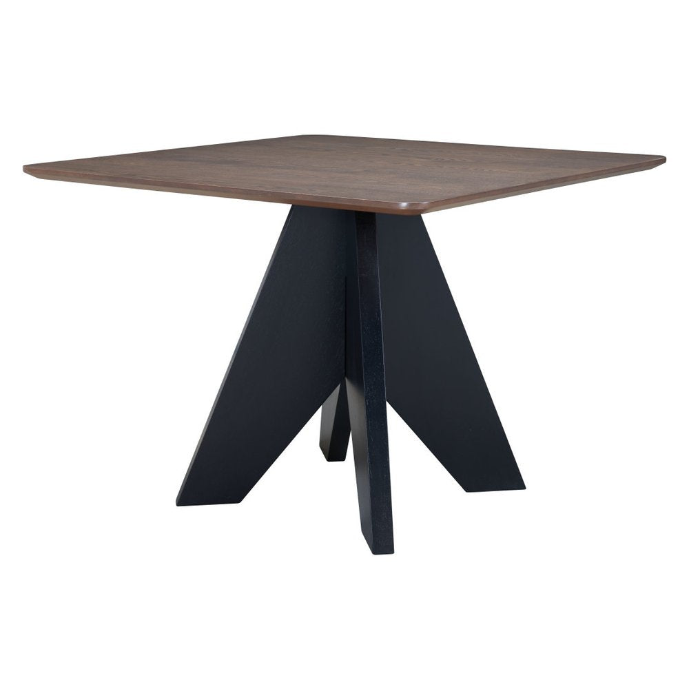 Espresso Wood Pedestal Base Square Dining Table - 41-inch