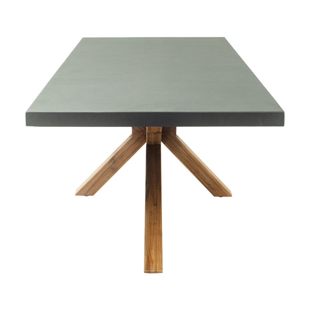 Gray and Natural Faux Concrete and Solid Wood Cross Leg Base Dining Table