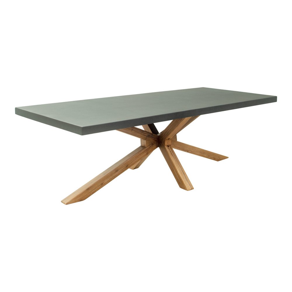 Gray and Natural Faux Concrete and Solid Wood Cross Leg Base Dining Table