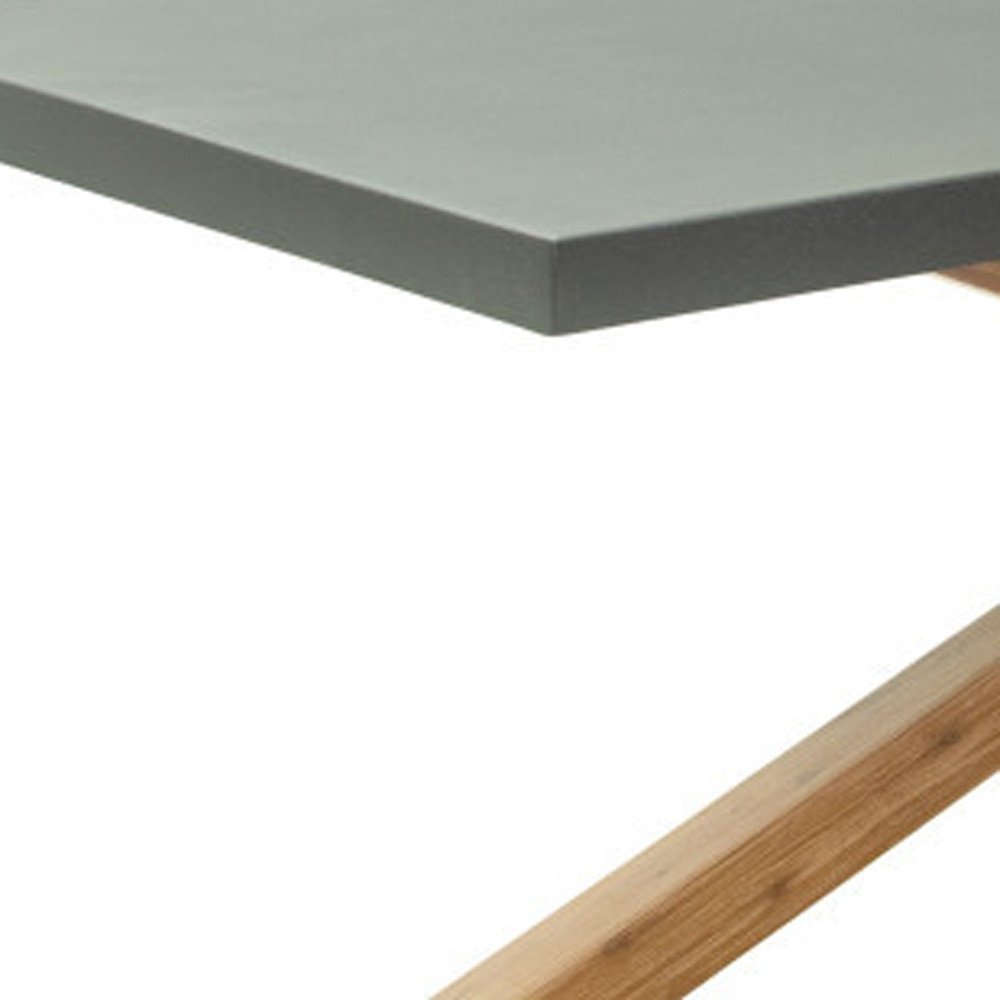 Gray and Natural Faux Concrete and Solid Wood Cross Leg Base Dining Table
