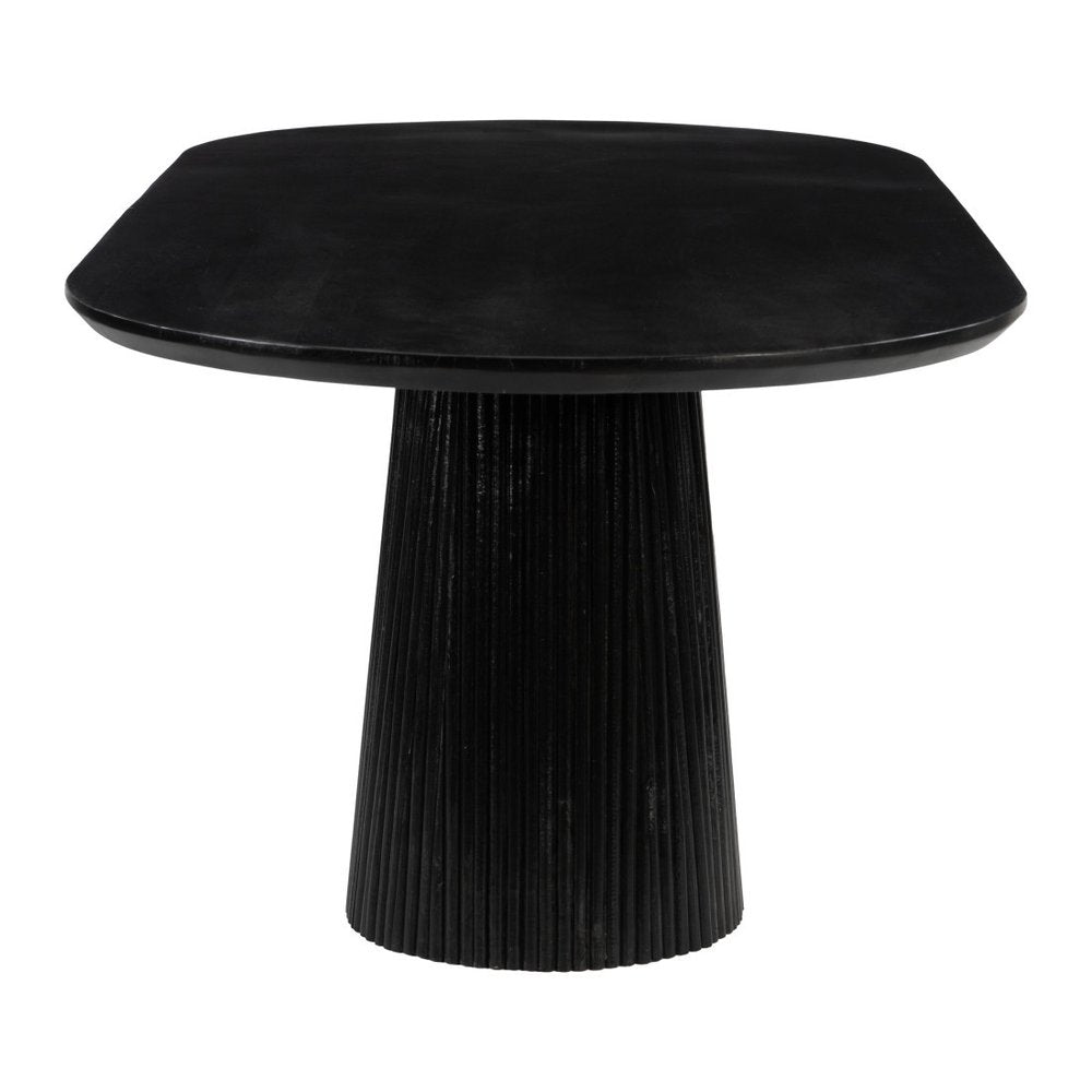 Black Wood Pedestal Base Oval Dining Table - 81-inch