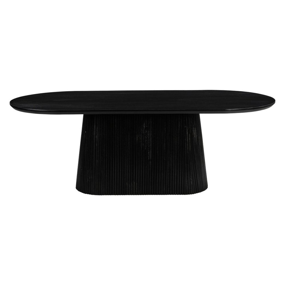 Black Wood Pedestal Base Oval Dining Table - 81-inch