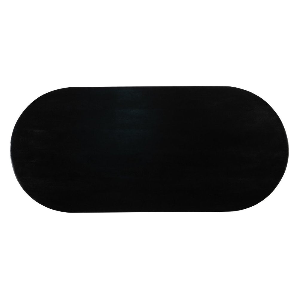 Black Wood Pedestal Base Oval Dining Table - 81-inch