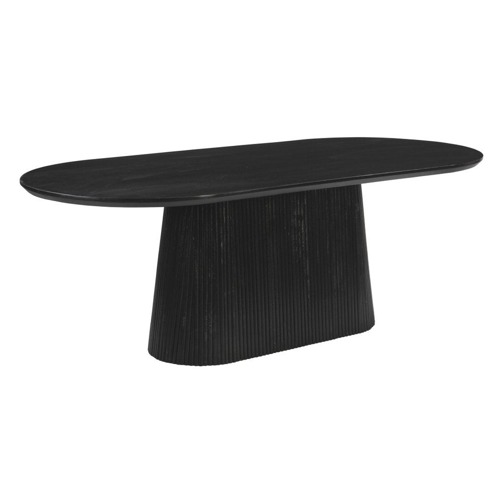 Black Wood Pedestal Base Oval Dining Table - 81-inch
