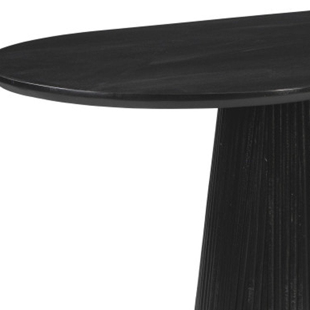 Black Wood Pedestal Base Oval Dining Table - 81-inch