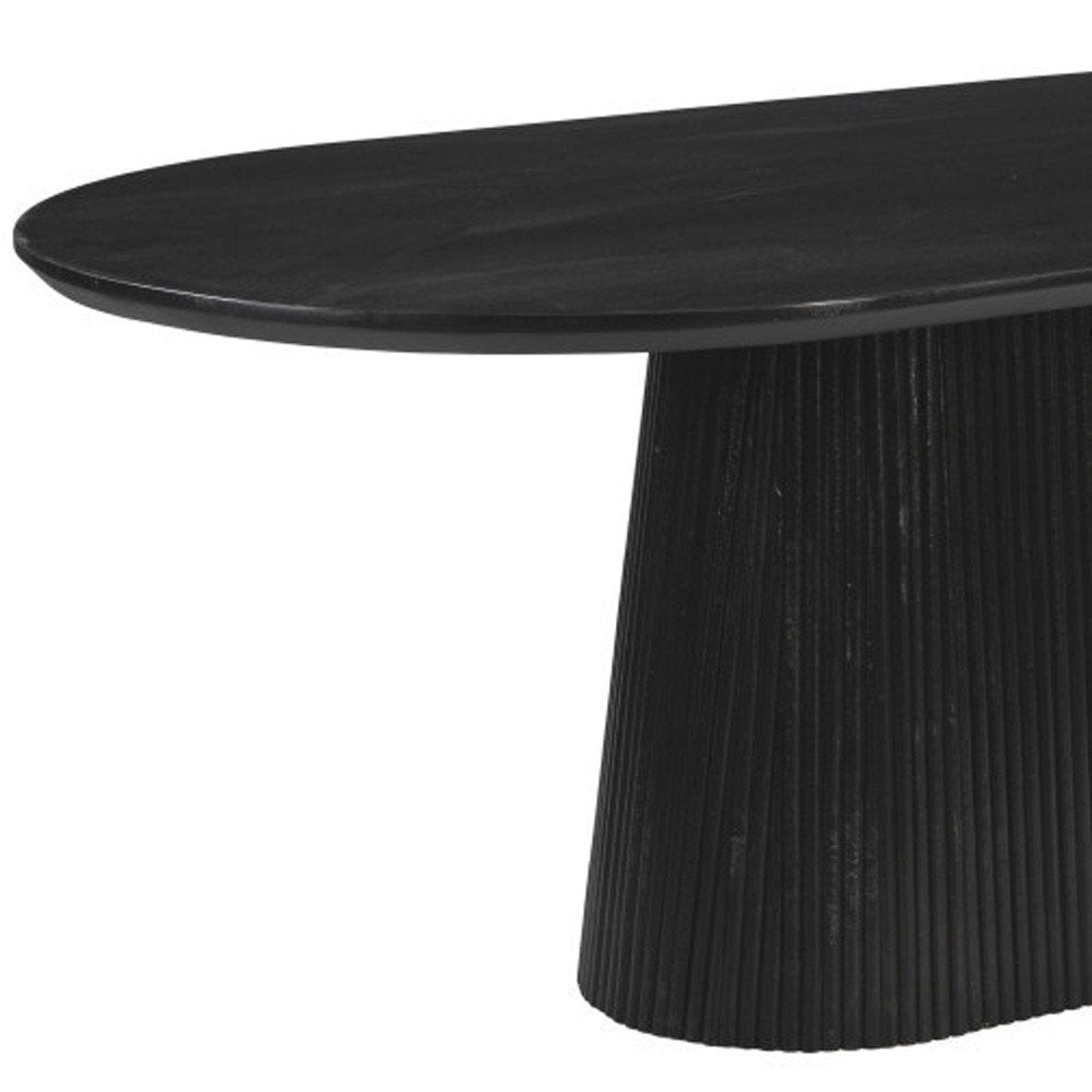 Black Wood Pedestal Base Oval Dining Table - 81-inch