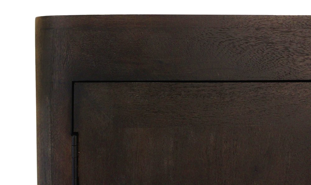Dark Brown Distressed Solid Wood Sideboard Soft Close with Four Doors - 80-inch