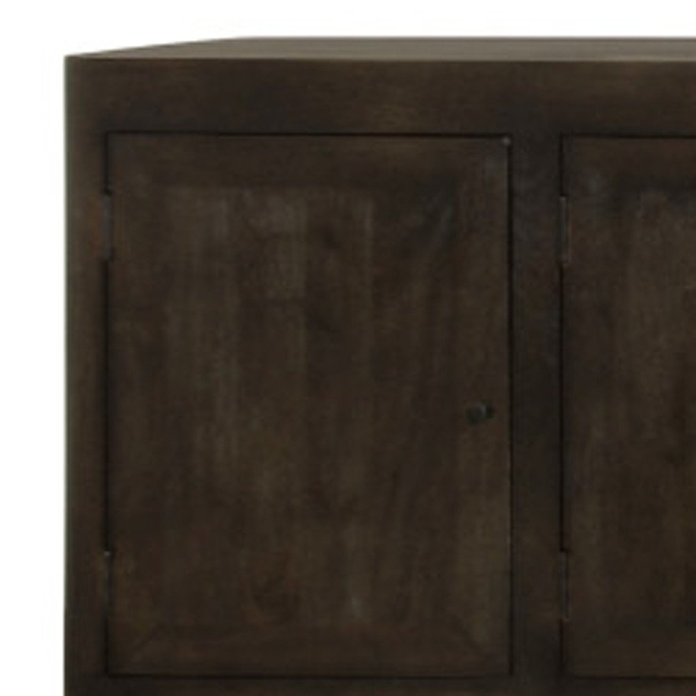 Dark Brown Distressed Solid Wood Sideboard Soft Close with Six Doors - 108-inch