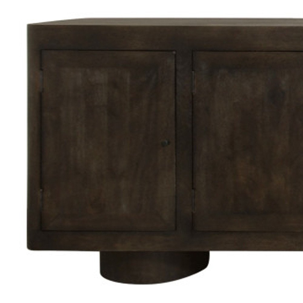 Dark Brown Distressed Solid Wood Sideboard Soft Close with Six Doors - 108-inch