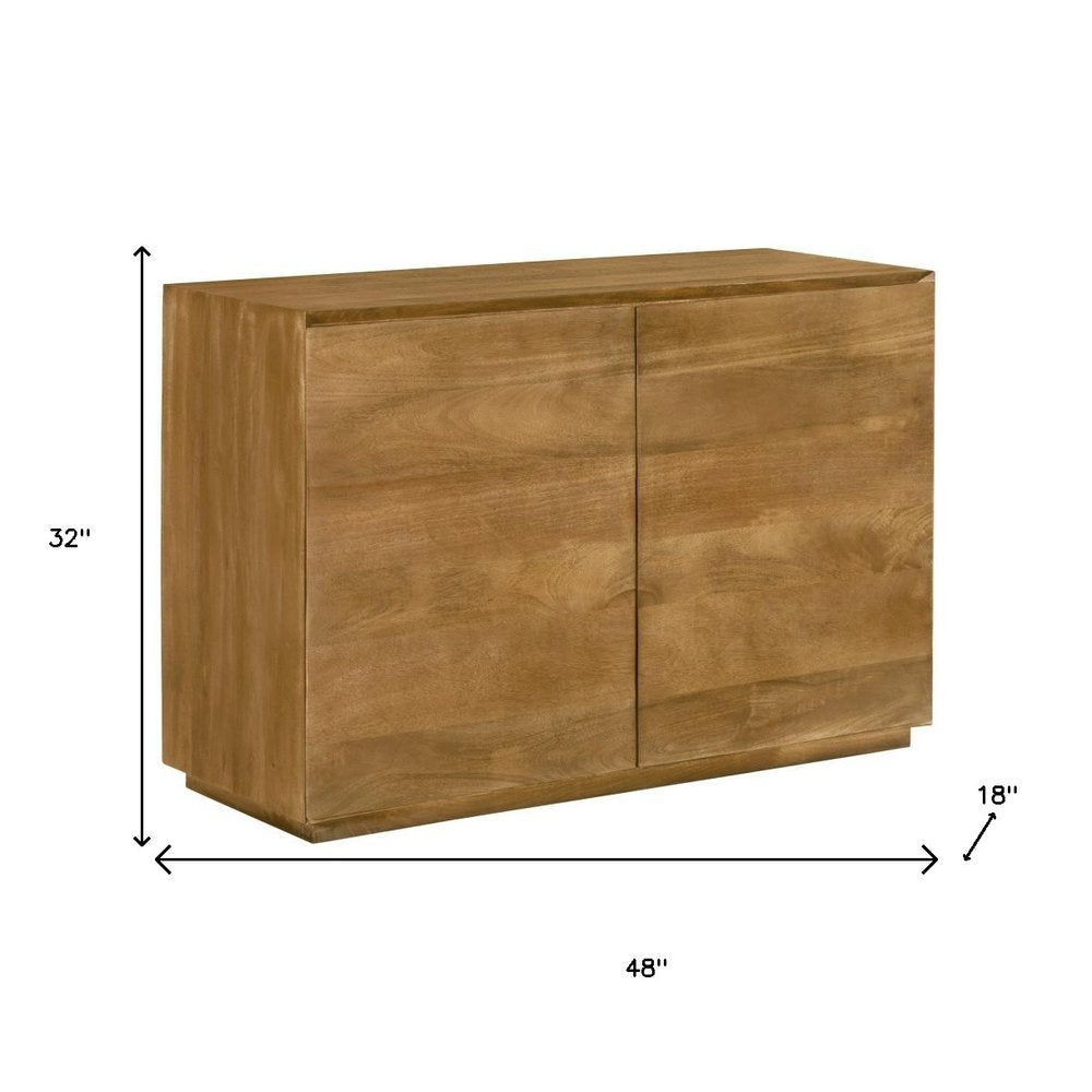 Tan Distressed Solid Wood Sideboard Soft Close with Two Doors - 48-inch