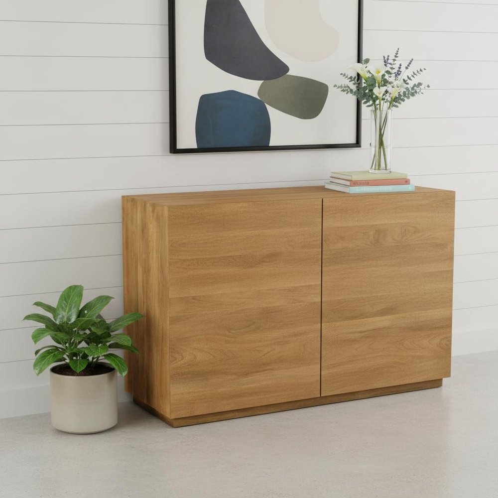 Tan Distressed Solid Wood Sideboard Soft Close with Two Doors - 48-inch