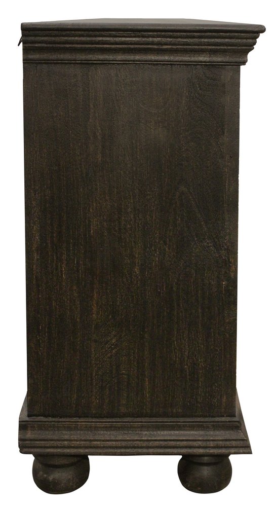 Black Distressed Solid Wood Carved Floral Sideboard with Four Doors - 73-inch
