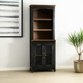 Brown and Black Distressed Wood Dining Hutch with Two Doors - 72-inch