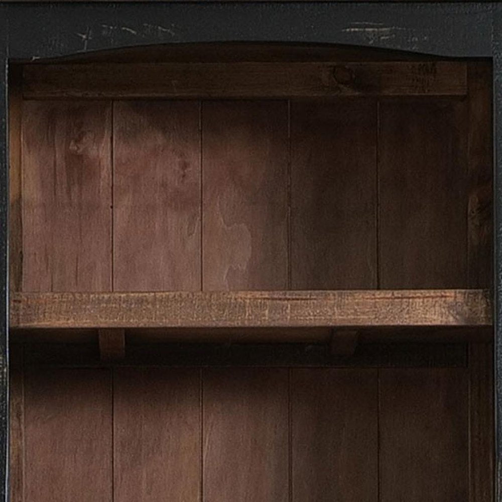 Brown and Black Distressed Wood Dining Hutch with Two Doors - 72-inch