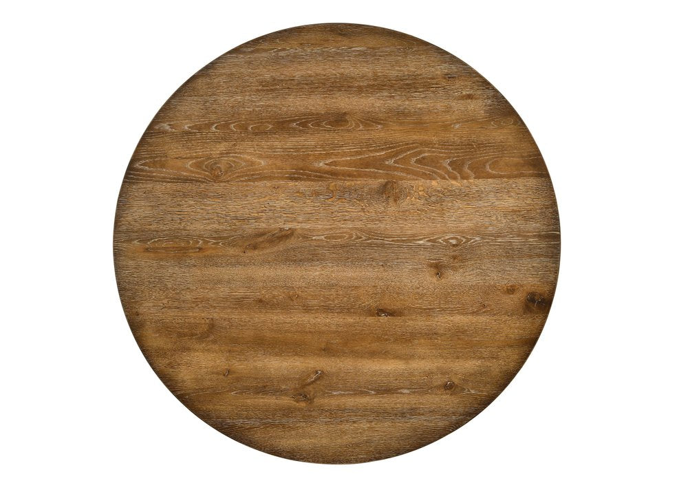 Oak Wood Cross Leg Base Round Top Dining Table - 48-inch