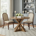 Oak Wood Cross Leg Base Round Top Dining Table - 48-inch