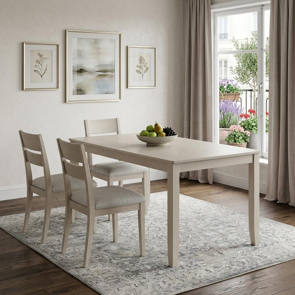 Antiqued White Wood Dining Table - 59-inch