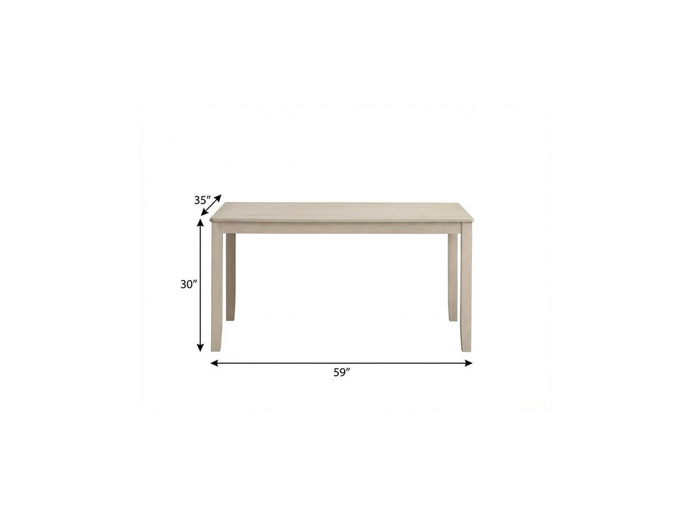 Antiqued White Wood Dining Table - 59-inch