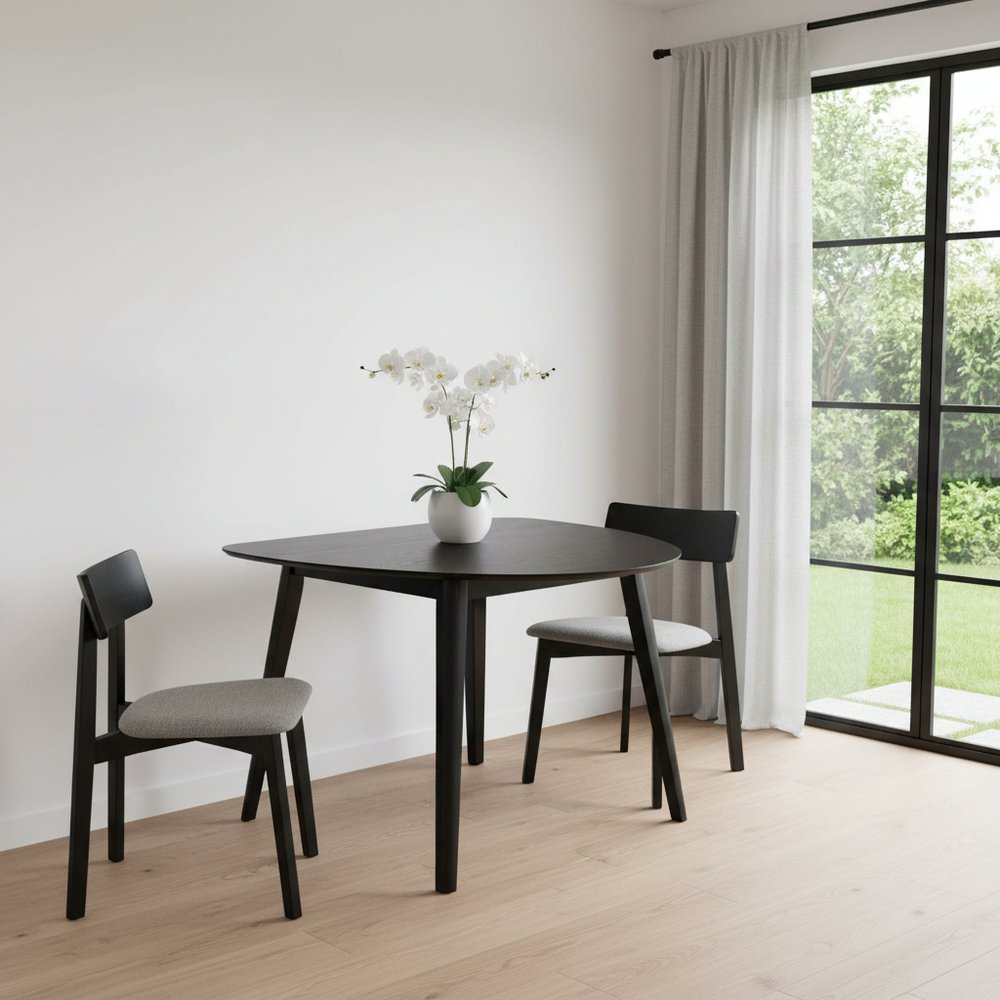 Black Wood Dining Table - 43-inch