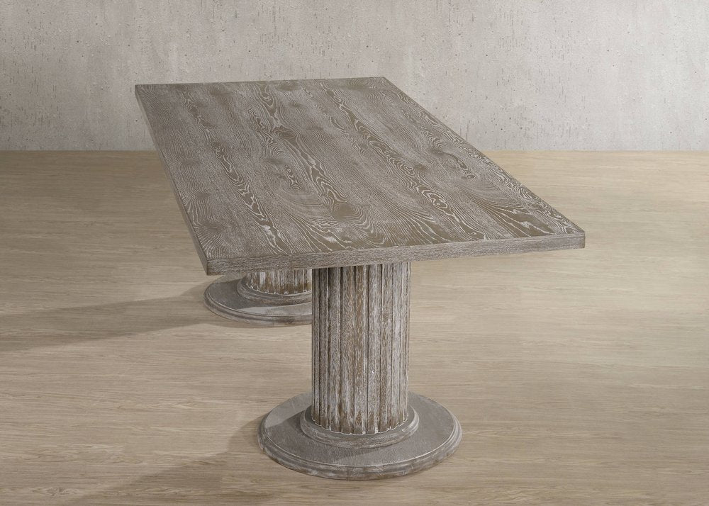 Gray Wood Double Pedestal Base Dining Table - 84-inch