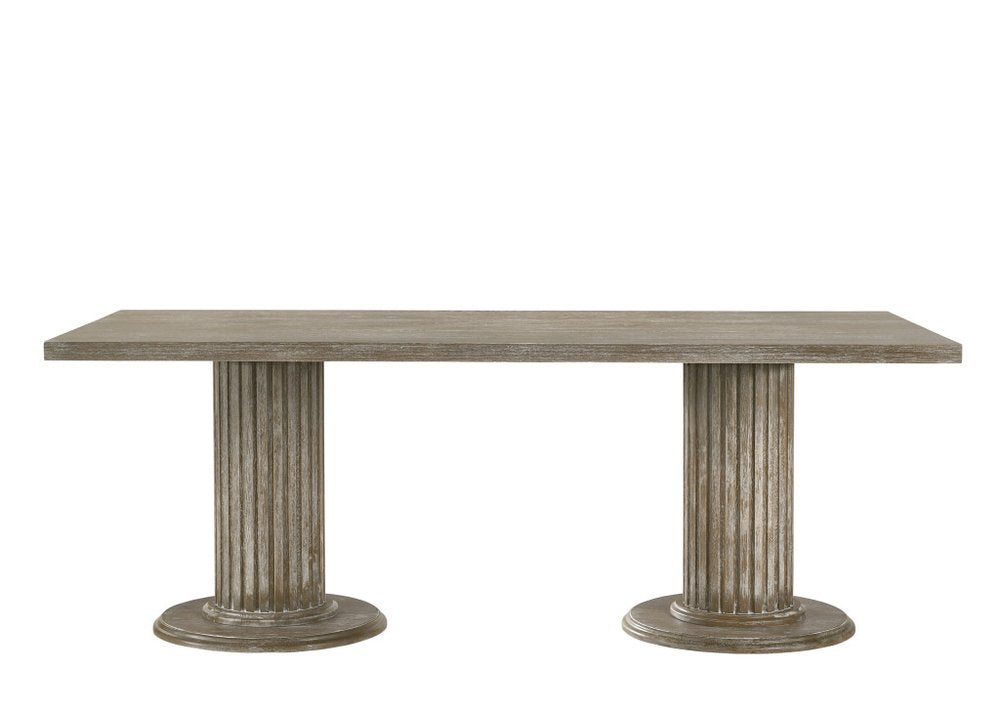 Gray Wood Double Pedestal Base Dining Table - 84-inch