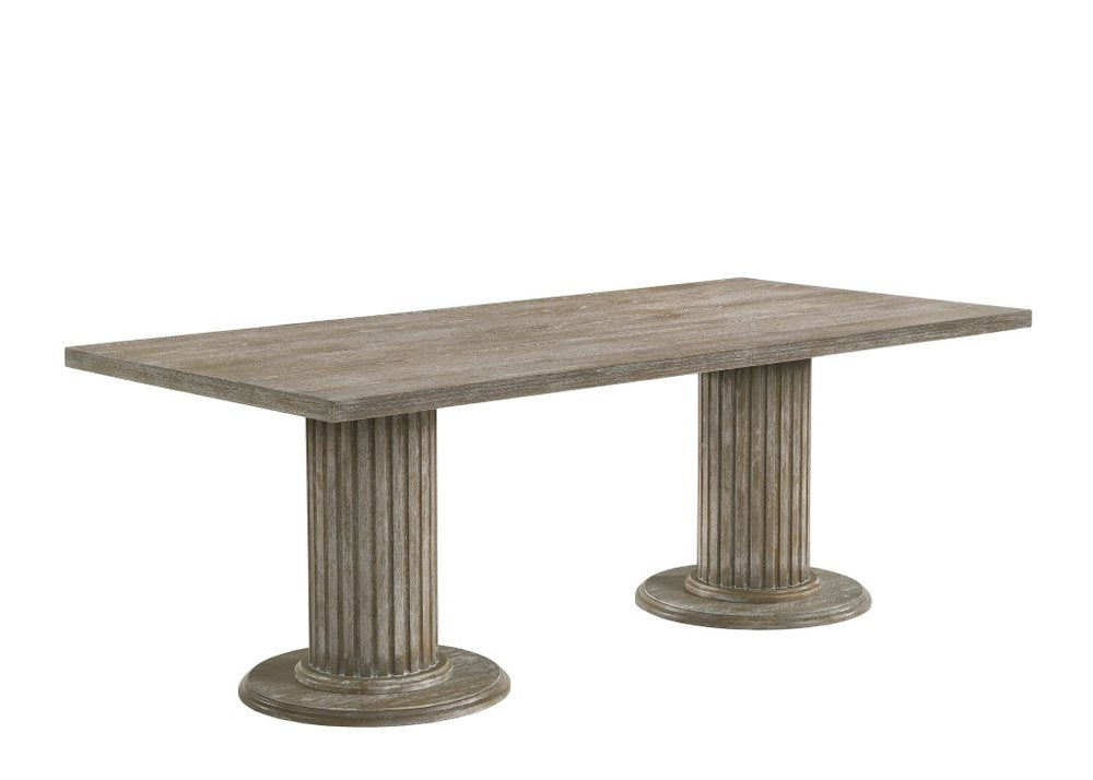 Gray Wood Double Pedestal Base Dining Table - 84-inch