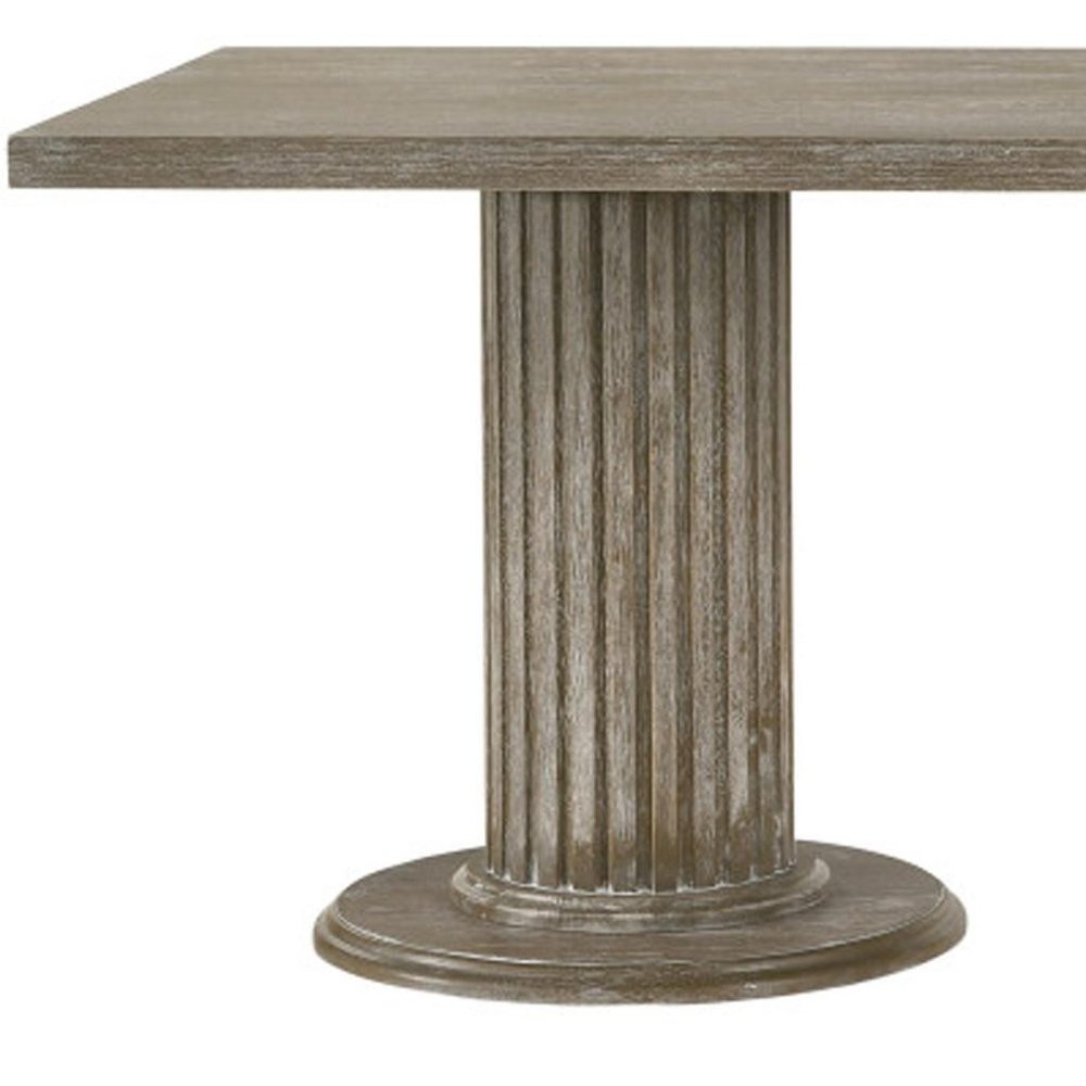Gray Wood Double Pedestal Base Dining Table - 84-inch