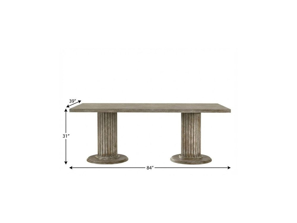 Gray Wood Double Pedestal Base Dining Table - 84-inch