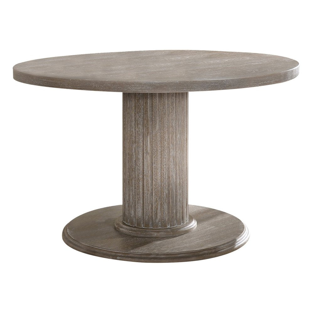 Gray Wood Pedestal Base Round Top Dining Table - 47-inch
