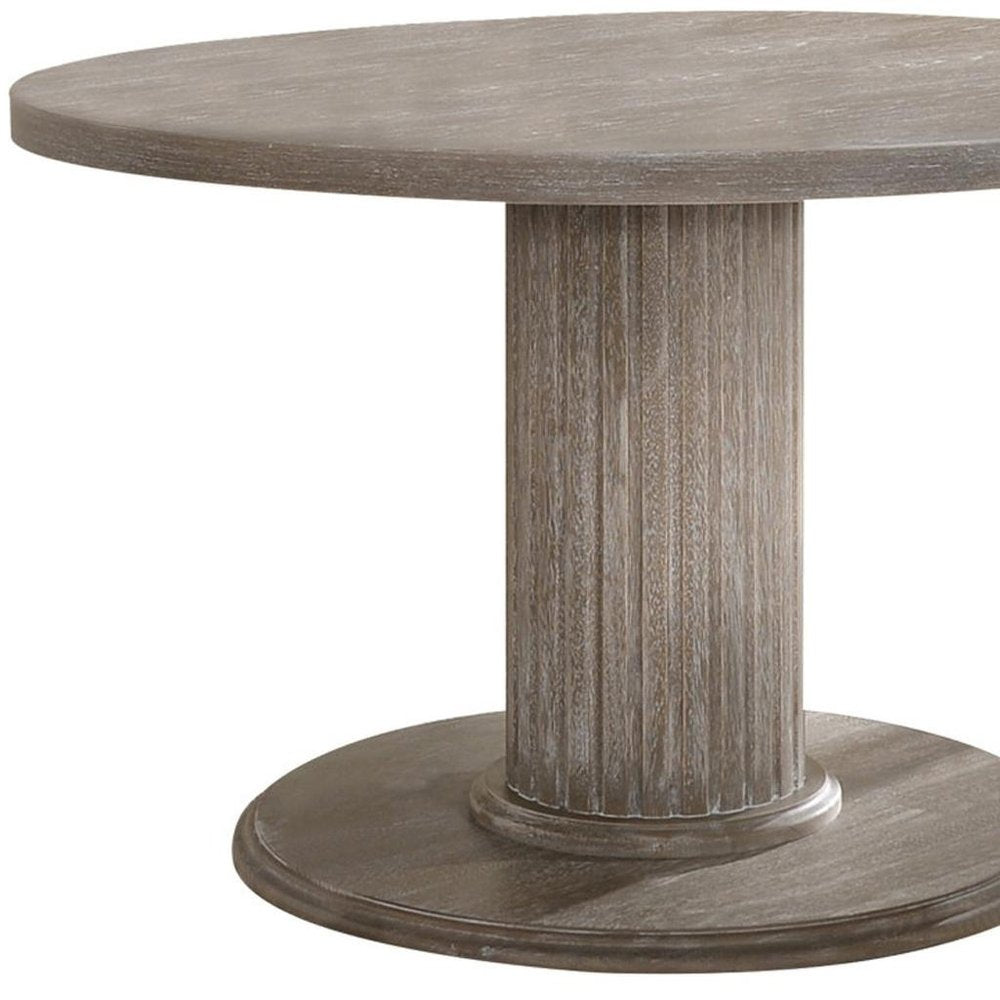 Gray Wood Pedestal Base Round Top Dining Table - 47-inch