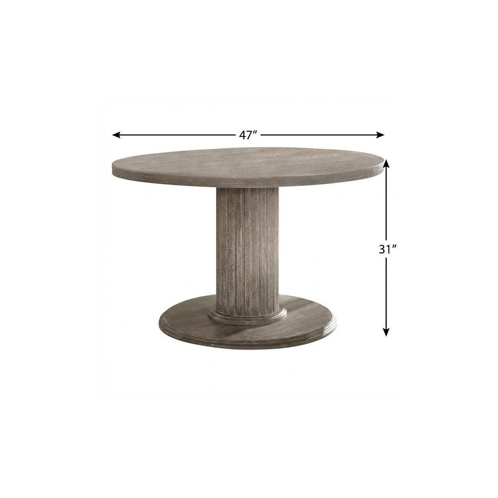Gray Wood Pedestal Base Round Top Dining Table - 47-inch