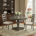 Gray Wood Pedestal Base Round Top Dining Table - 48-inch