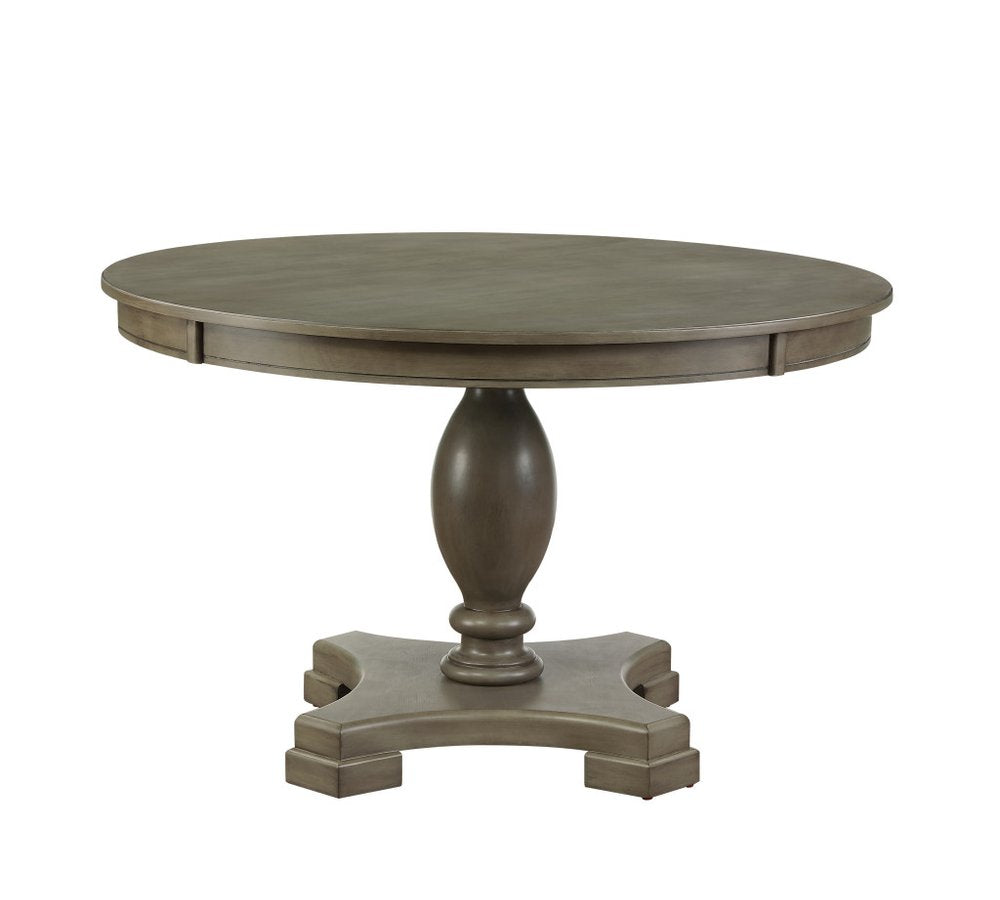 Gray Wood Pedestal Base Round Top Dining Table - 48-inch