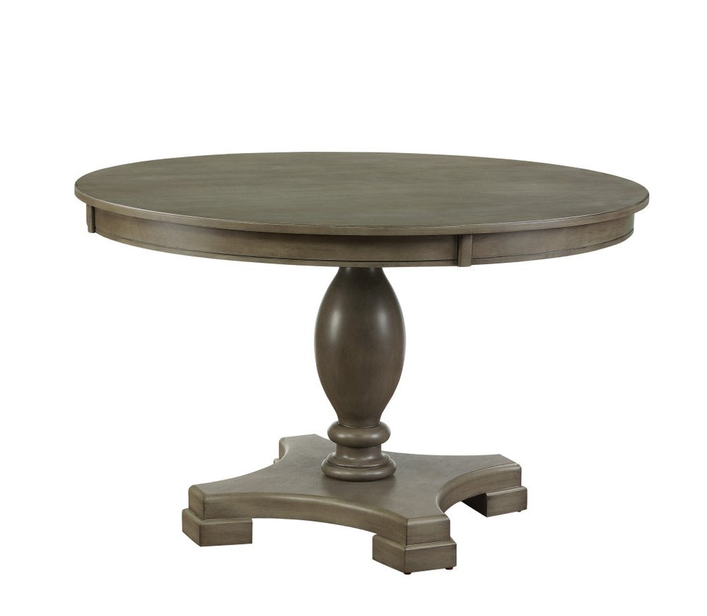 Gray Wood Pedestal Base Round Top Dining Table - 48-inch