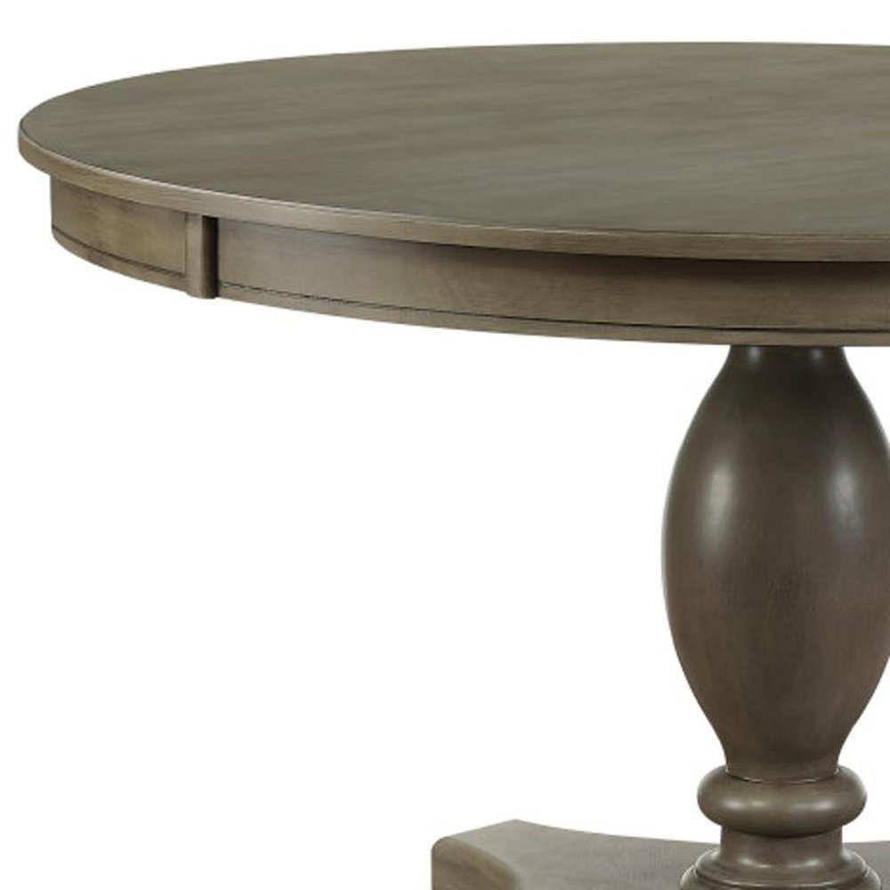 Gray Wood Pedestal Base Round Top Dining Table - 48-inch