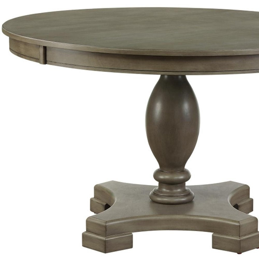 Gray Wood Pedestal Base Round Top Dining Table - 48-inch