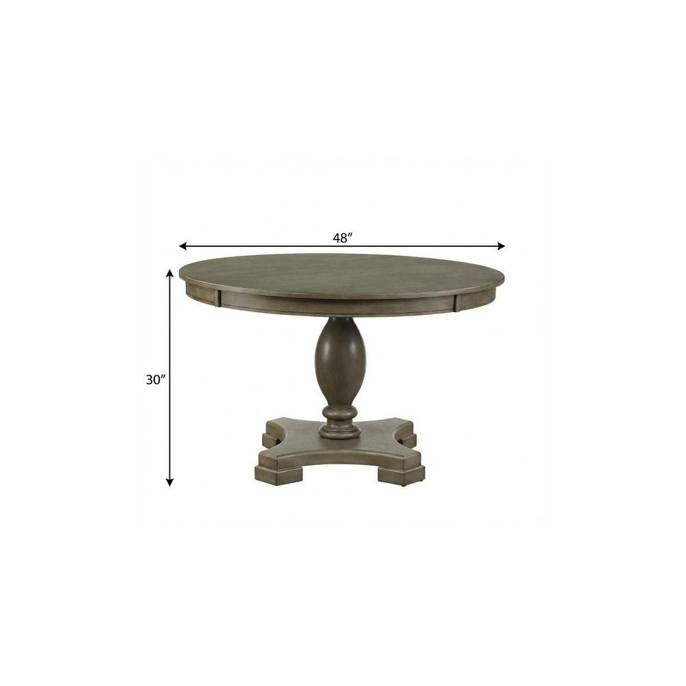 Gray Wood Pedestal Base Round Top Dining Table - 48-inch