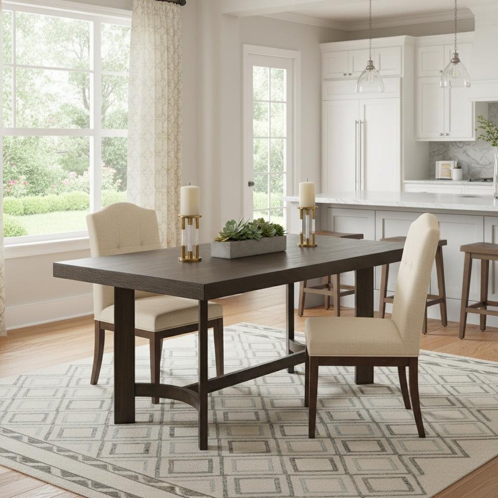 Espresso Wood Trestle Base Dining Table - 70-inch