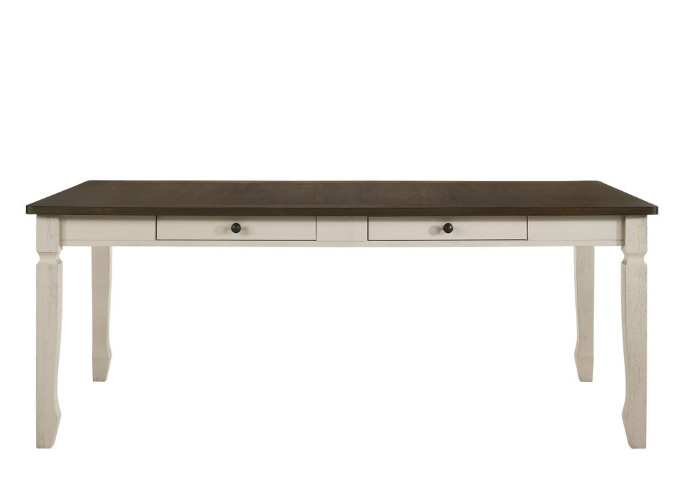 Oak and Cream Wood Dining Table - 78-inch
