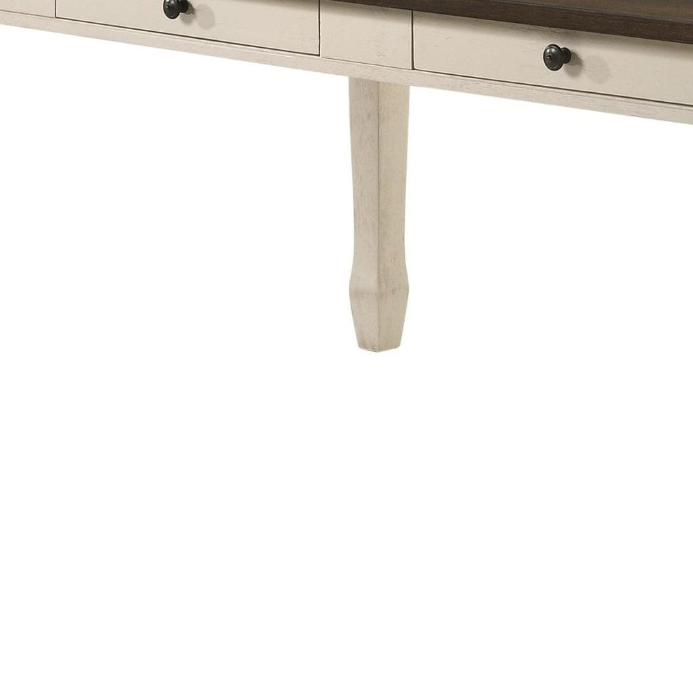 Oak and Cream Wood Dining Table - 78-inch