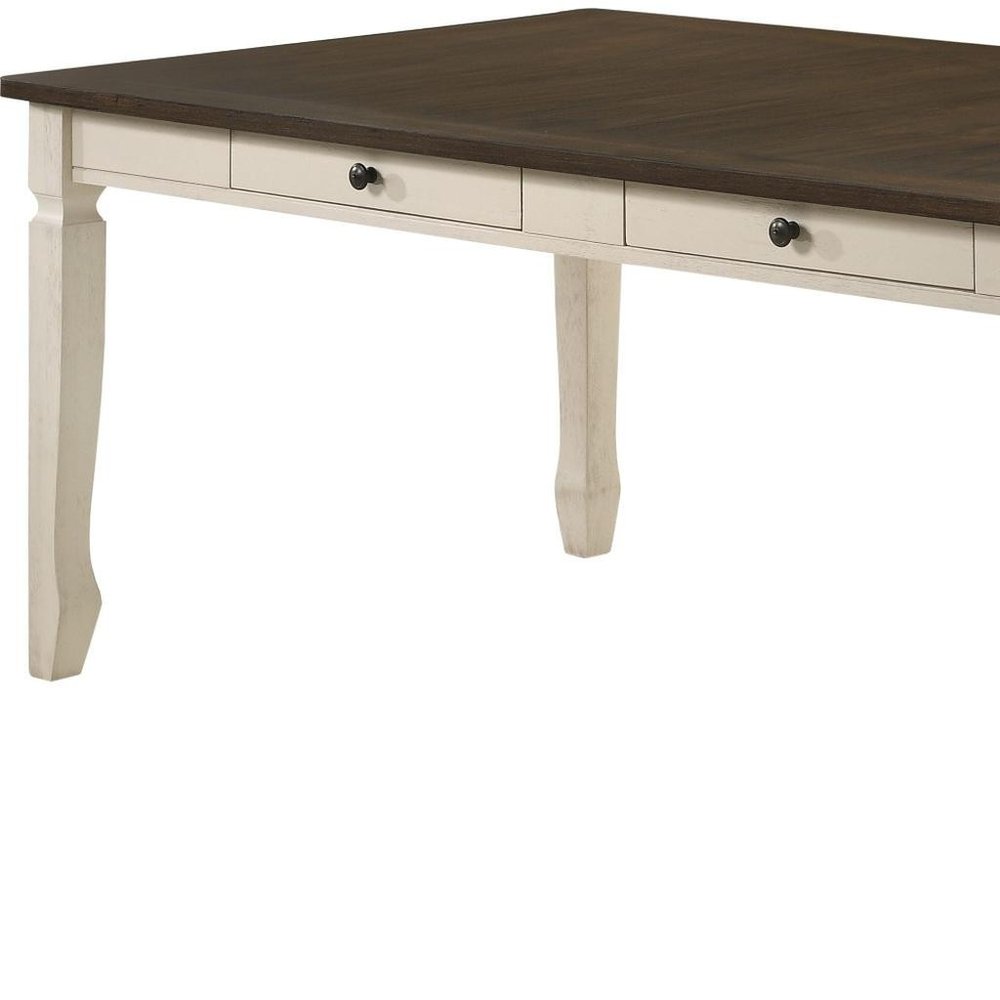 Oak and Cream Wood Dining Table - 78-inch