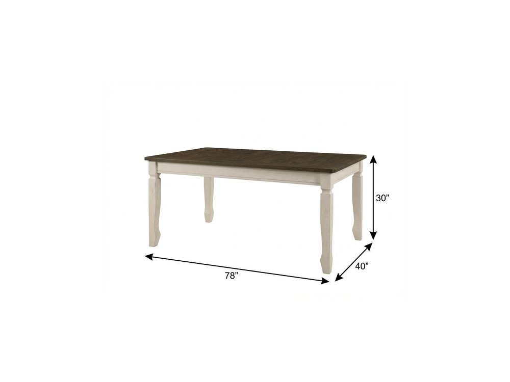 Oak and Cream Wood Dining Table - 78-inch
