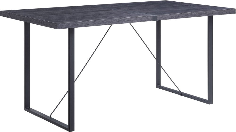 Dark Gray and Black Wood and Iron Sled Base Dining Table - 64-inch