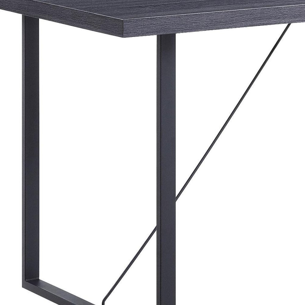Dark Gray and Black Wood and Iron Sled Base Dining Table - 64-inch
