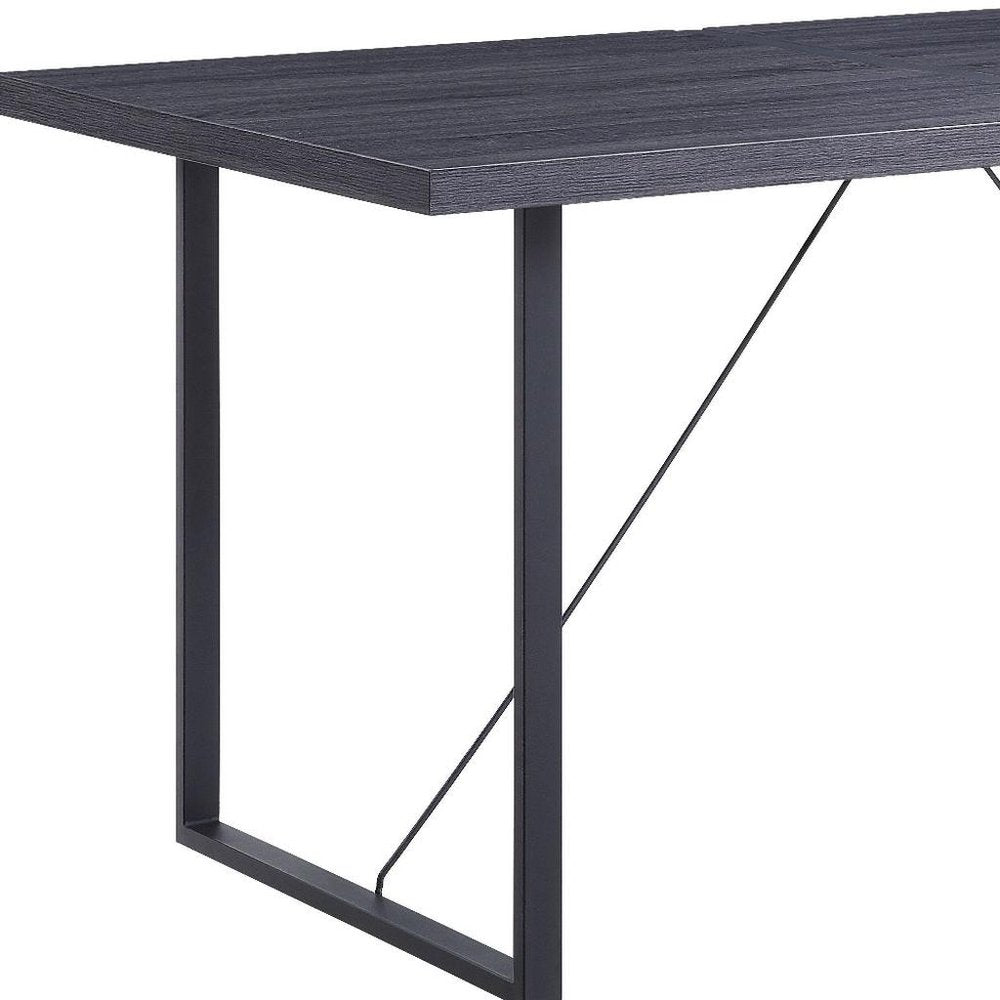 Dark Gray and Black Wood and Iron Sled Base Dining Table - 64-inch