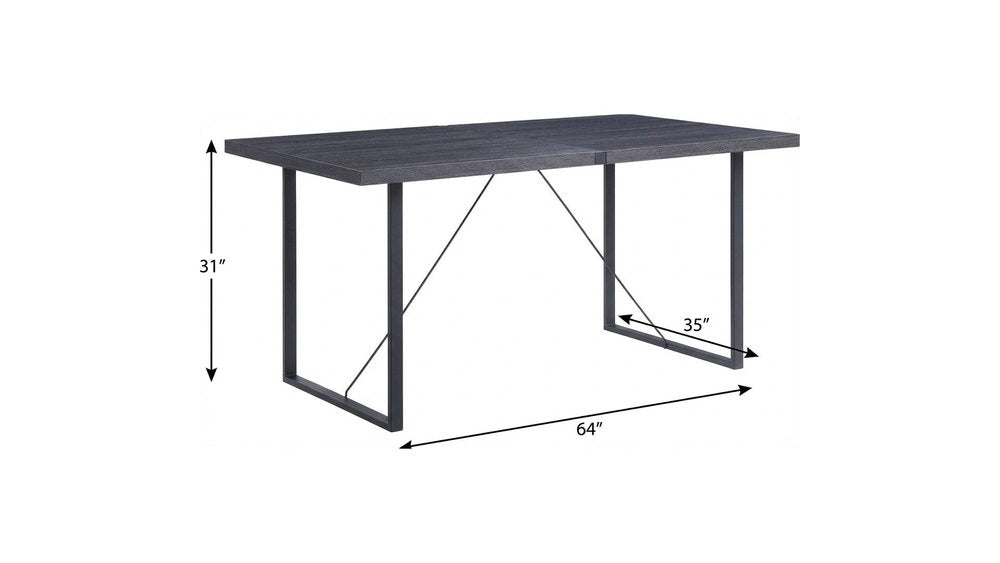 Dark Gray and Black Wood and Iron Sled Base Dining Table - 64-inch