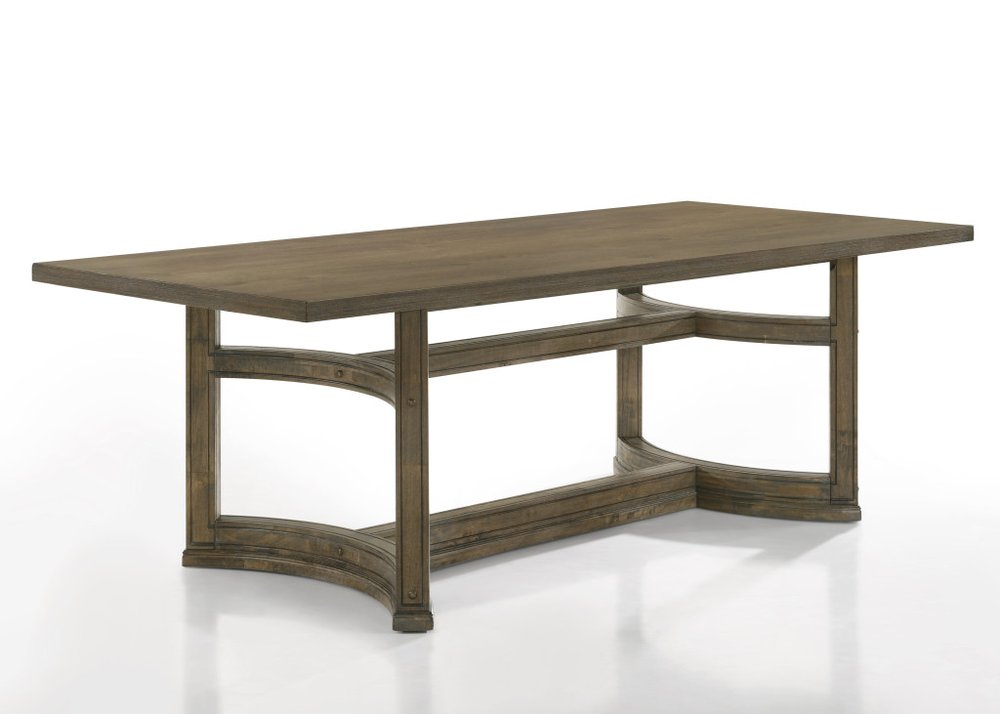 Oak Wood Trestle Base Dining Table - 88-inch