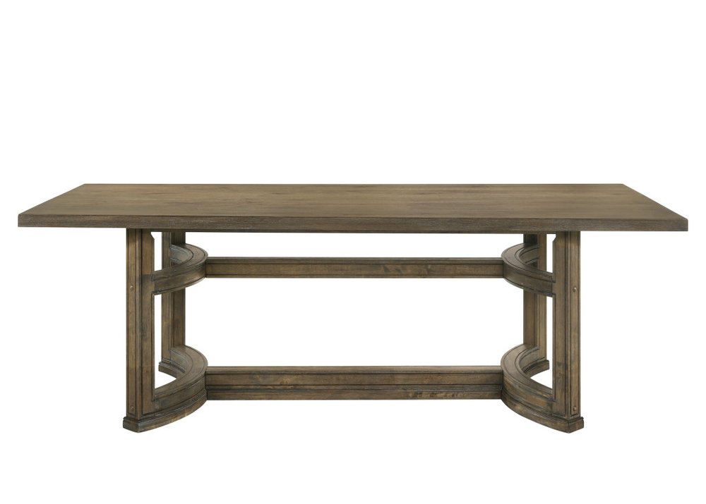 Oak Wood Trestle Base Dining Table - 88-inch