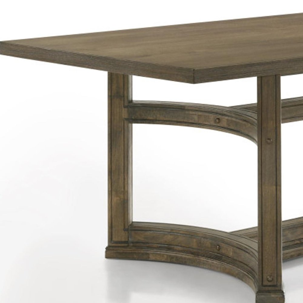 Oak Wood Trestle Base Dining Table - 88-inch