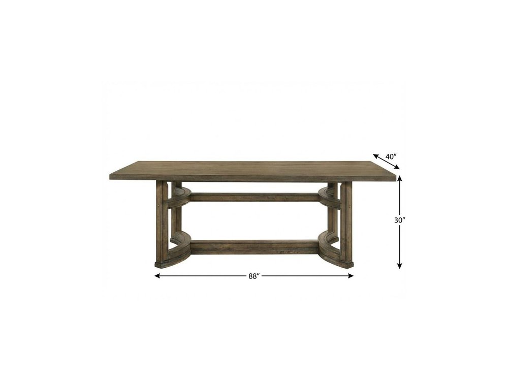 Oak Wood Trestle Base Dining Table - 88-inch